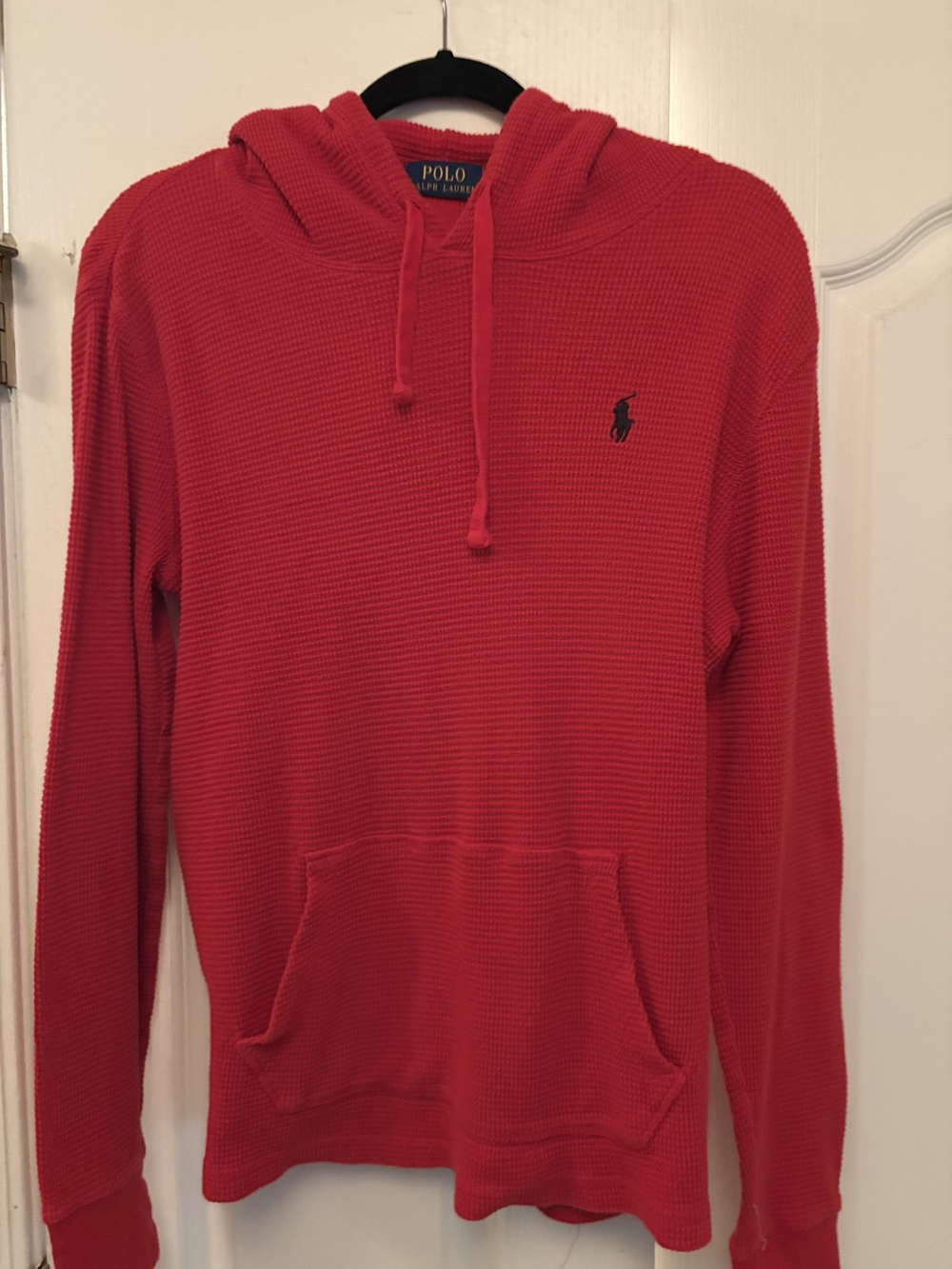 Polo by Ralph Lauren Red Hooded Waffle Knit Shirt